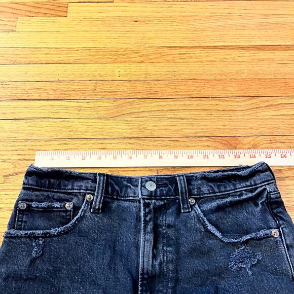 Abercrombie & Fitch Jean Shorts Womens 28 /6 High Rise Mom Black Cut Off Raw Hem - Picture 5 of 8